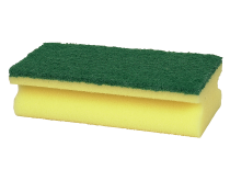 Skuresvamp 14x7x4,2cm Grøn/gul, nylon/polyester/polyether, grov skureeffekt -10stk - Div. husholdningsartikler