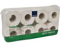 Abena Care-Ness Nature 2-lags toiletpapir hvid, natur, 100% genbrugspapir - pakke 8 ruller - Div. husholdningsartikler